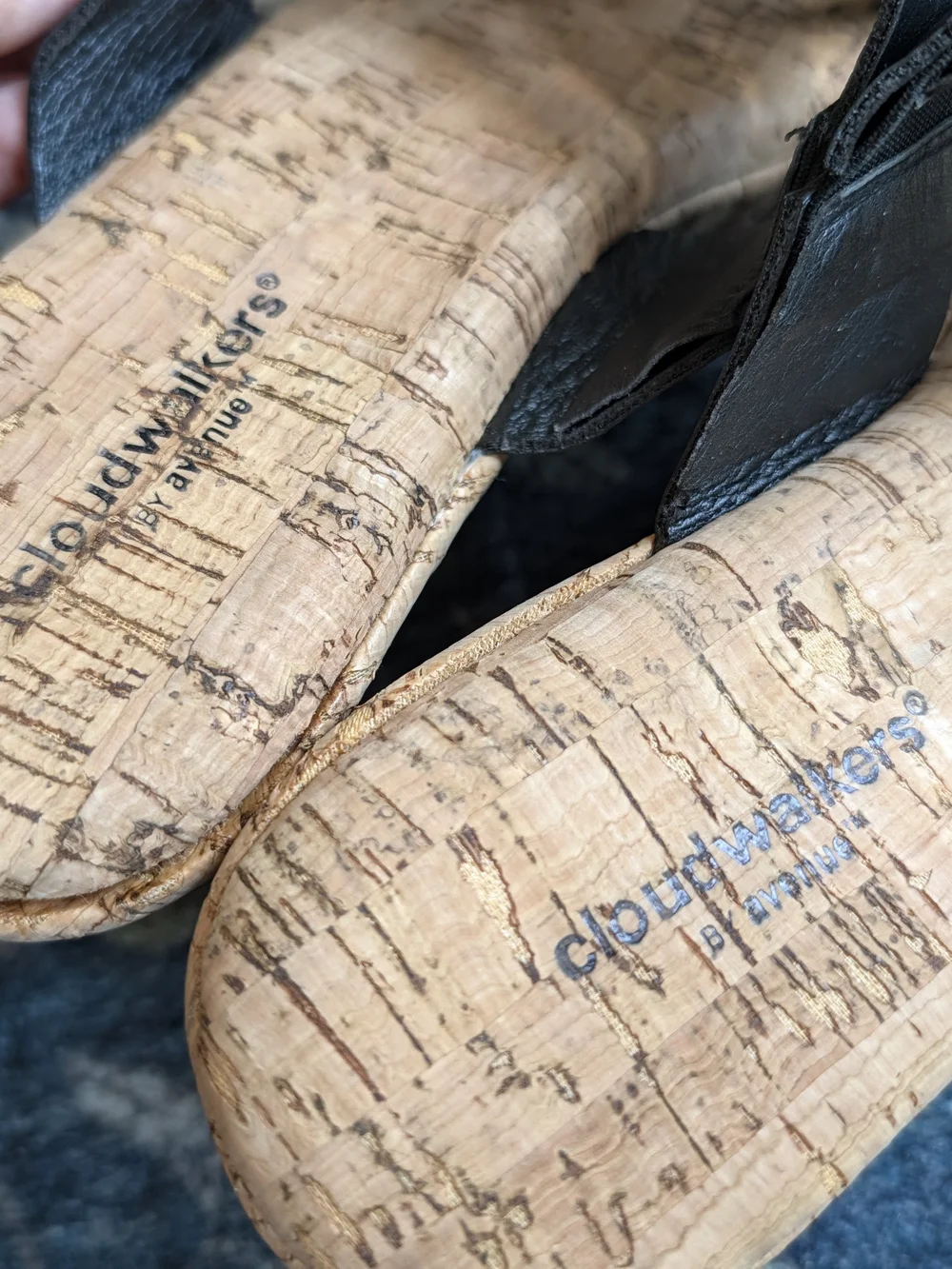 Cloudwalkers Black Sandals with Cork Footbed